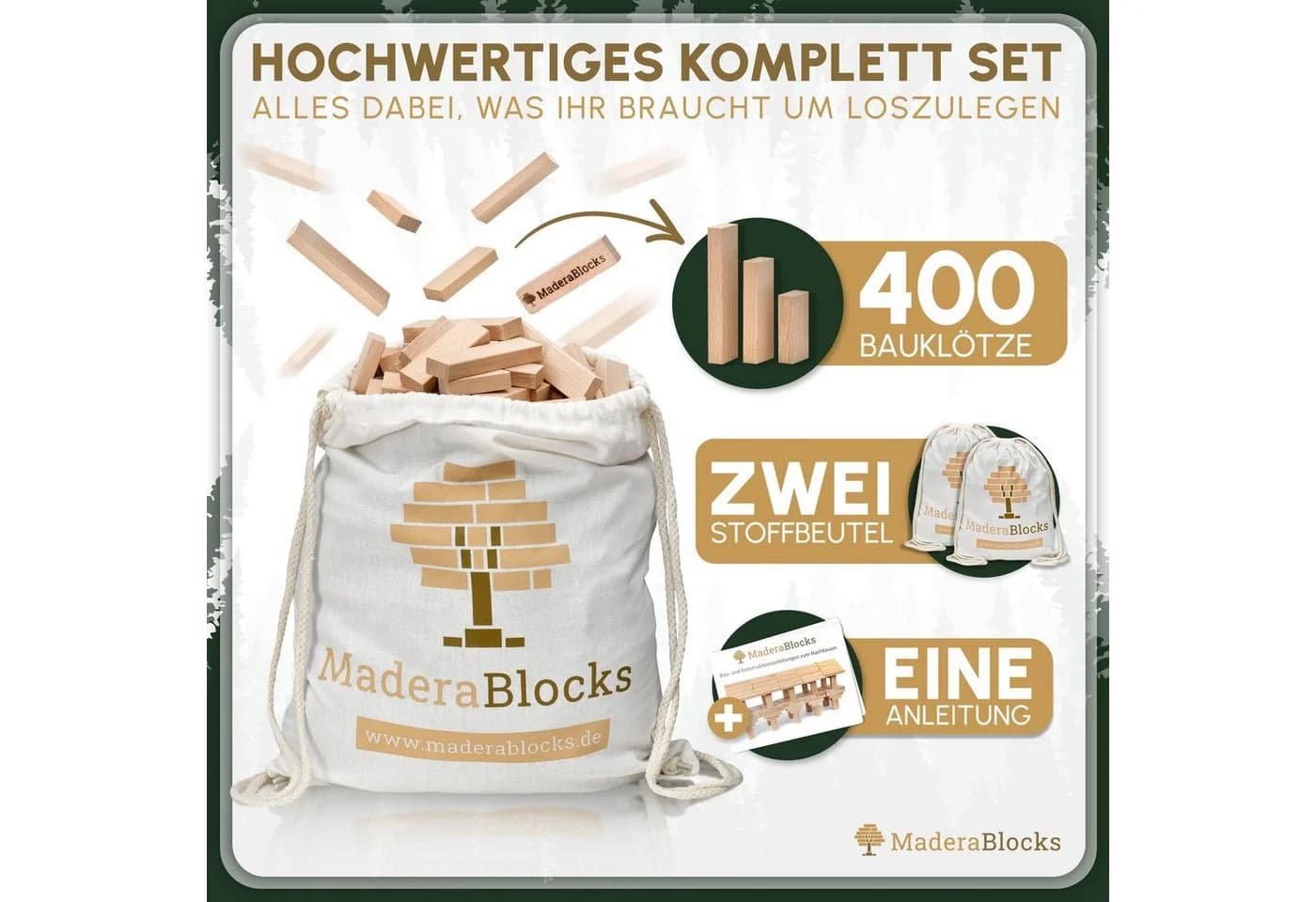 MaderaBlocks Holzbausteine Natur Buchenholz Made in Germany