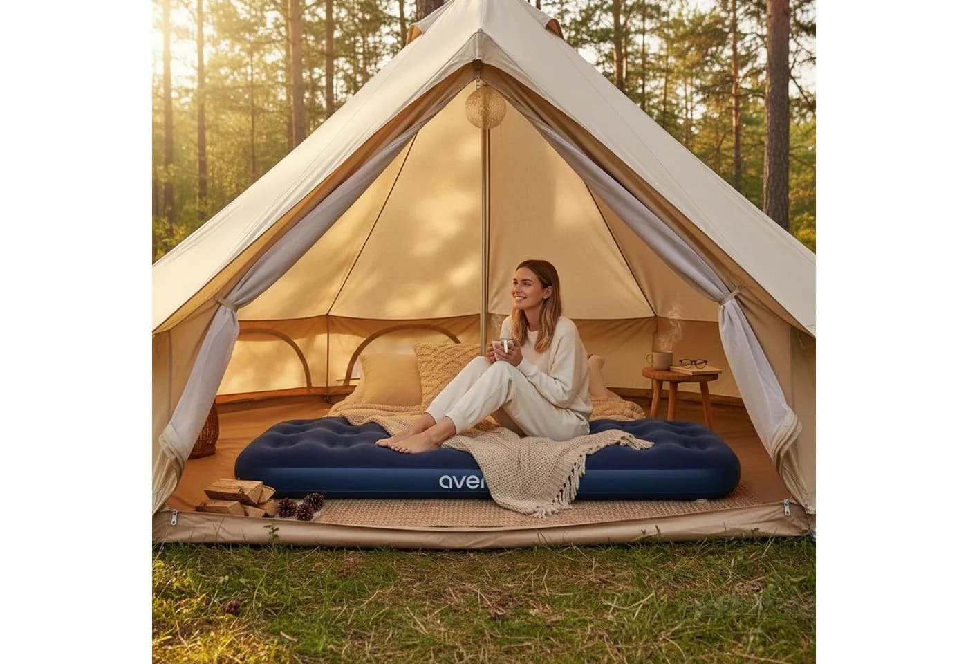 Avenli Luftmatratze Camping 191x73x22cm für 1 Person, Aufblasbares Bett mit beflockter Oberfläche
