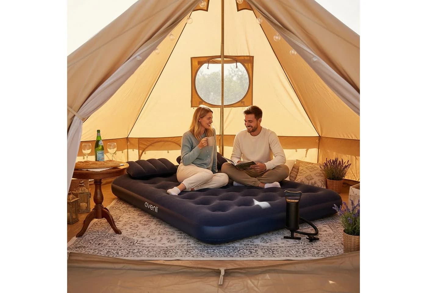 Avenli Luftmatratze Camping mit Pumpe Blau