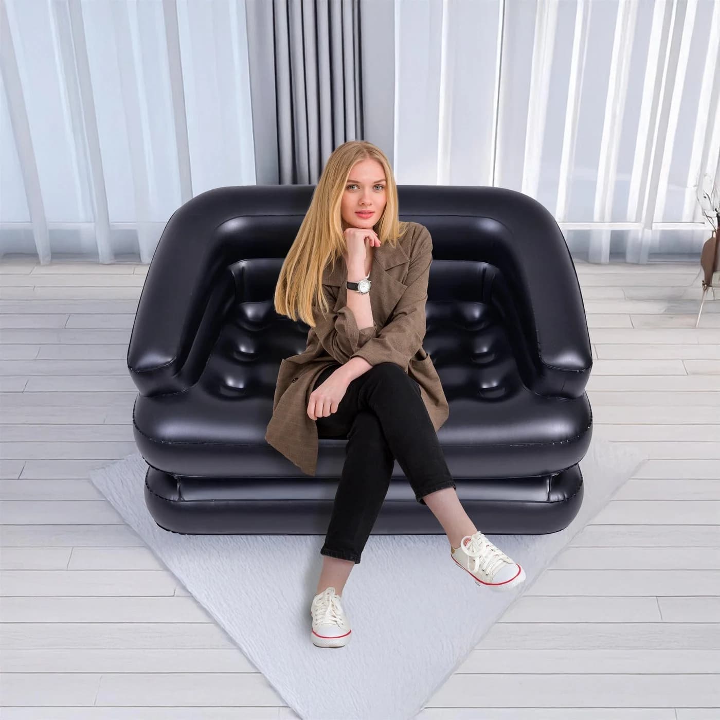 Avenli Luftsofa Schwarz aufblasbar zum Doppel-Luftbett