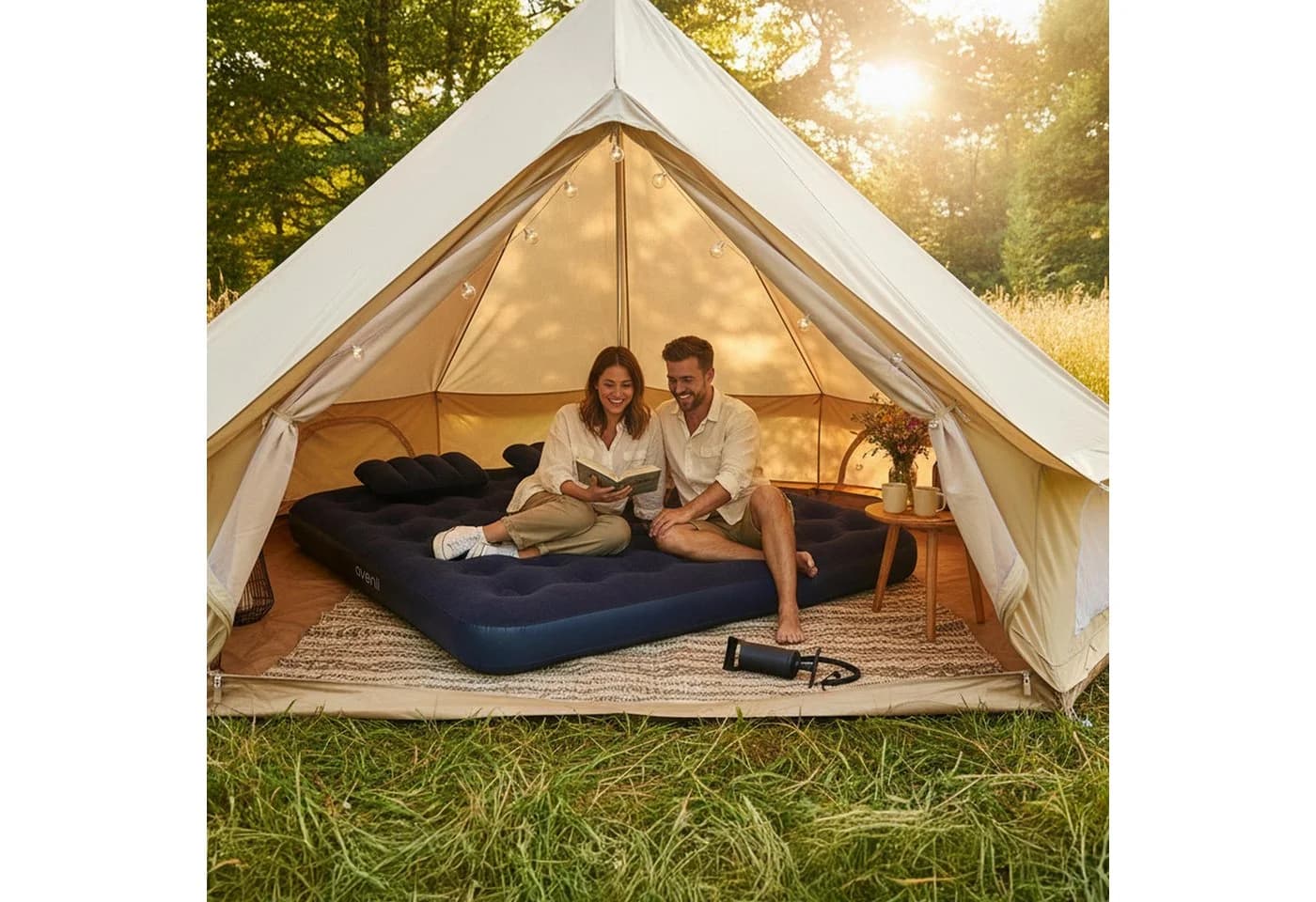 Avenli Luftmatratze Camping mit Pumpe & Kissen blau