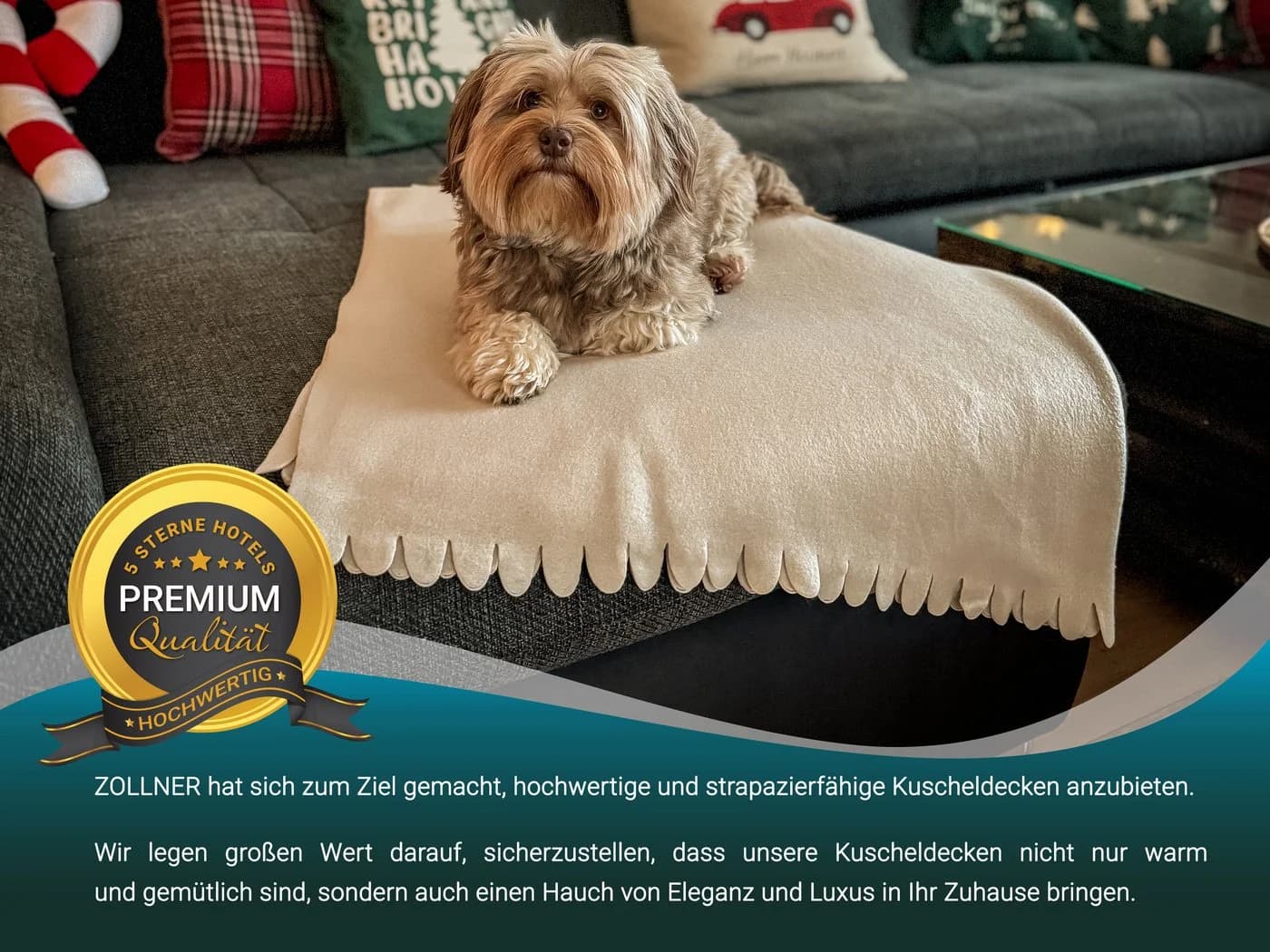 ZOLLNER Wohndecke 130x170 cm Polyester Beige Kuscheldecke