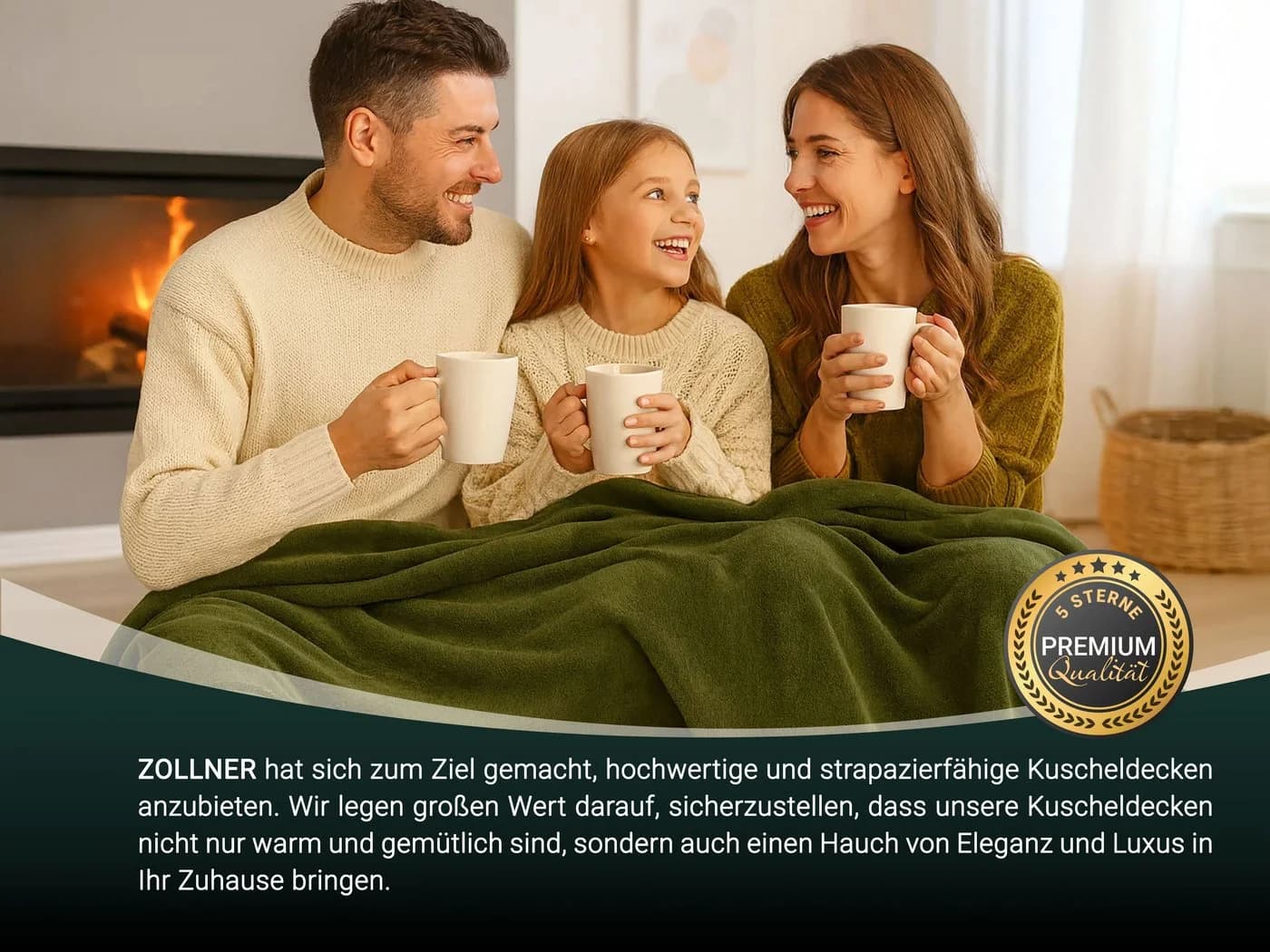 ZOLLNER Wohndecke 150x200 cm Grün Polyester superflauschig