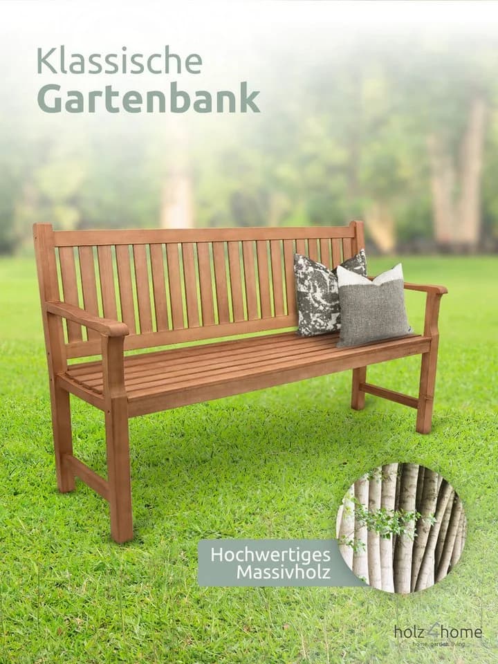 holz4home® Gartenbank aus Pappelholz für 2-3 Personen