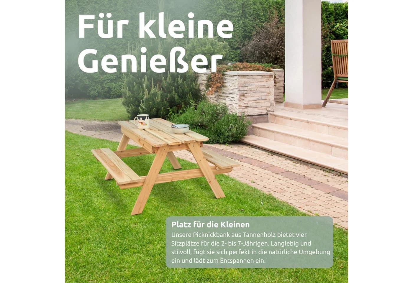 holz4home® Gartenbank Picknickbank Outdoor Sitzgruppe aus Holz