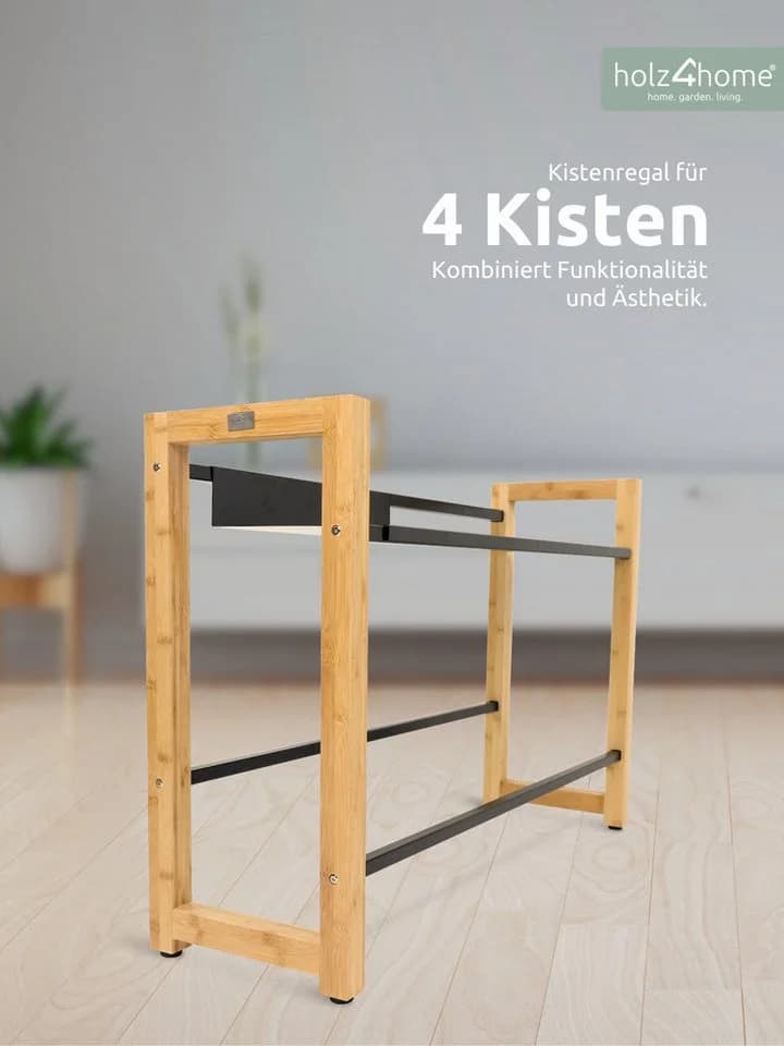 holz4home® Getränkekistenregal Bambus 4 Kisten breit