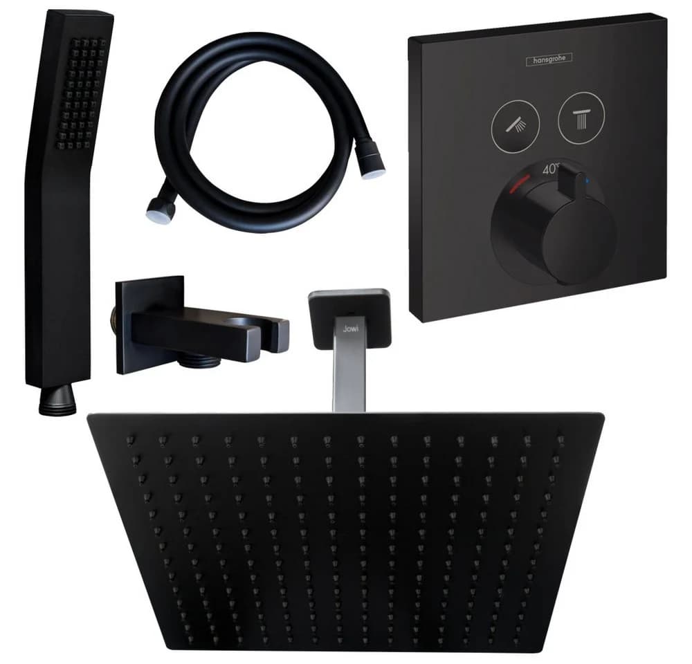 Hansgrohe Jowi Duscharmatur Thermostat Schwarz Unterputz Set