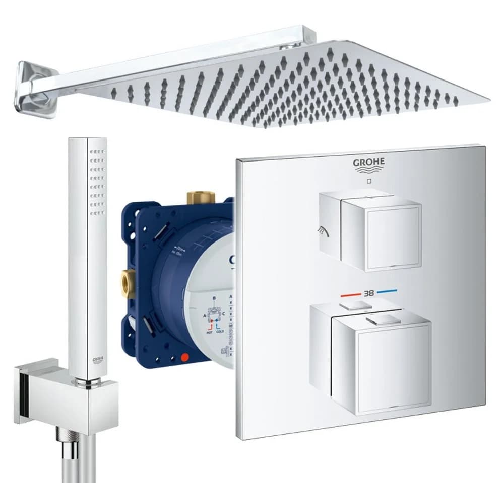 Grohe und Jowi Duscharmatur Grohtherm Cube Thermostat Regendusche Unterputz