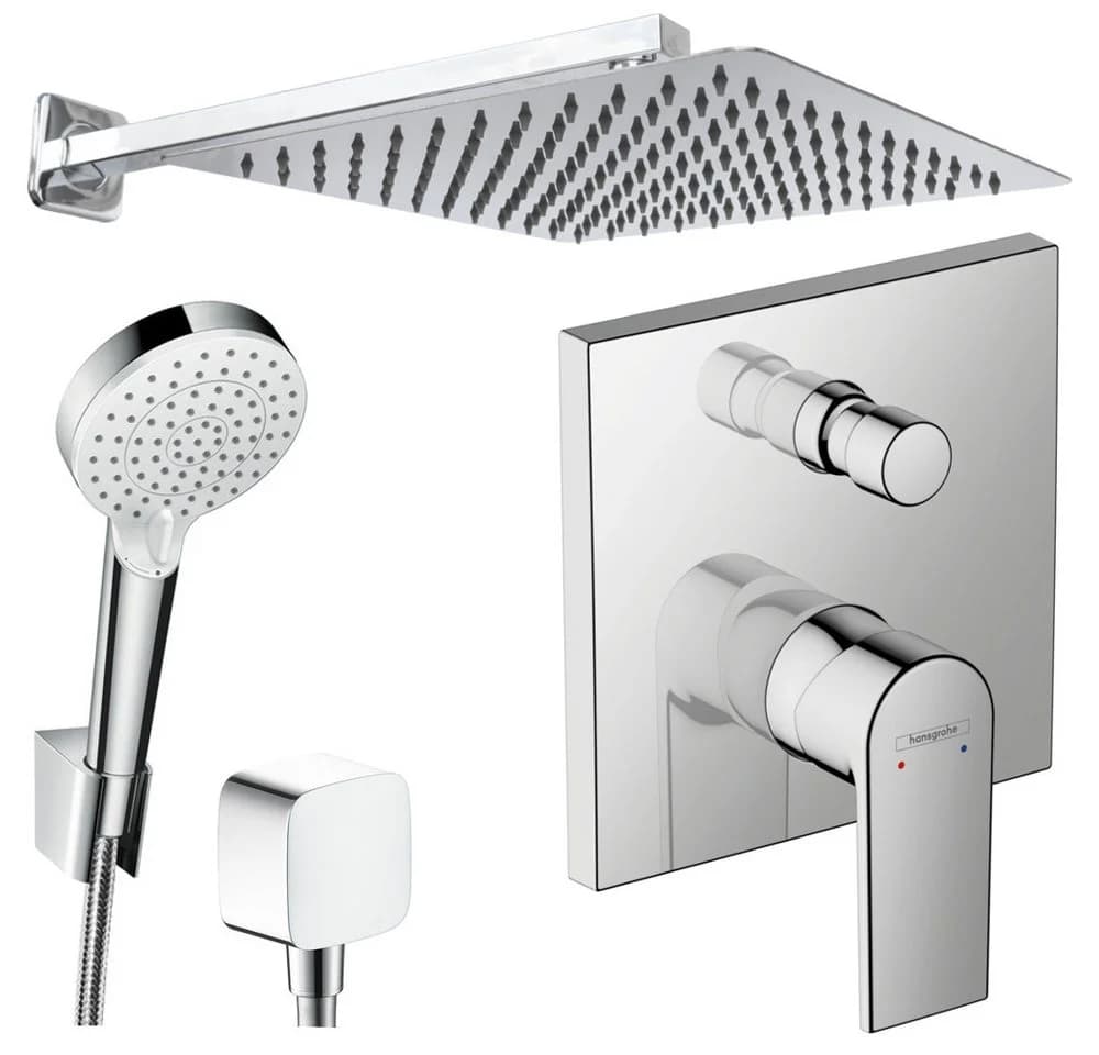 Hansgrohe & Jowi Duscharmatur Unterputz mit Kopfbrause Edelstahl