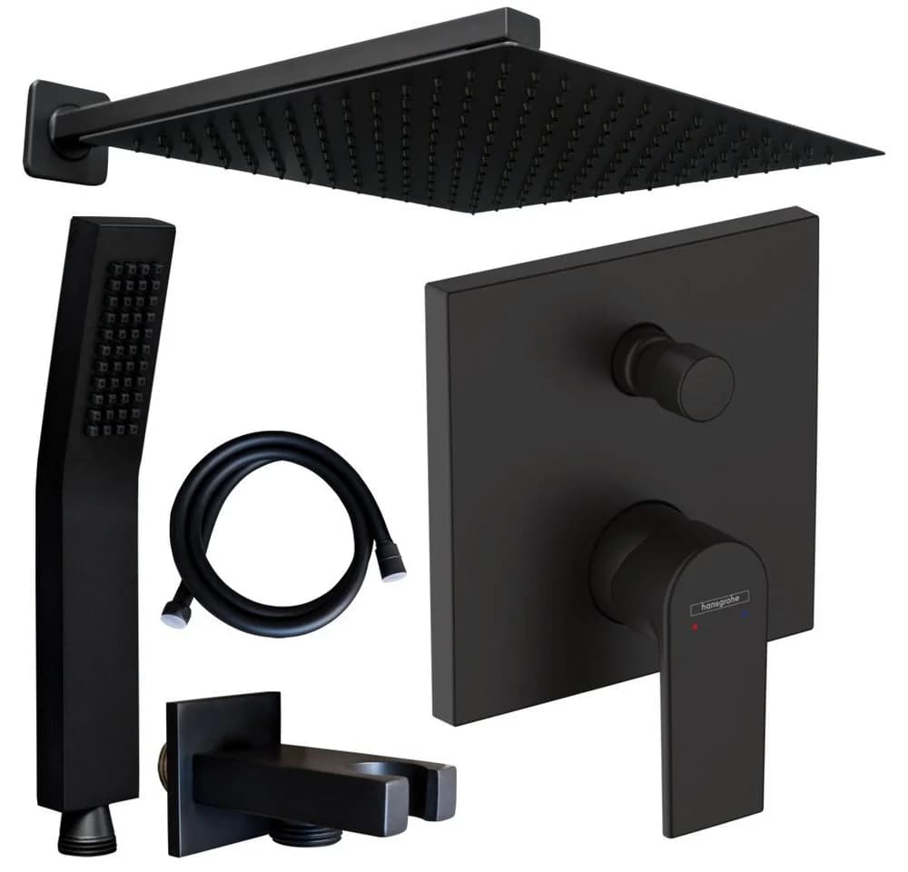 Hansgrohe und Jowi Duscharmatur Vernis Shape Unterputz Mattschwarz
