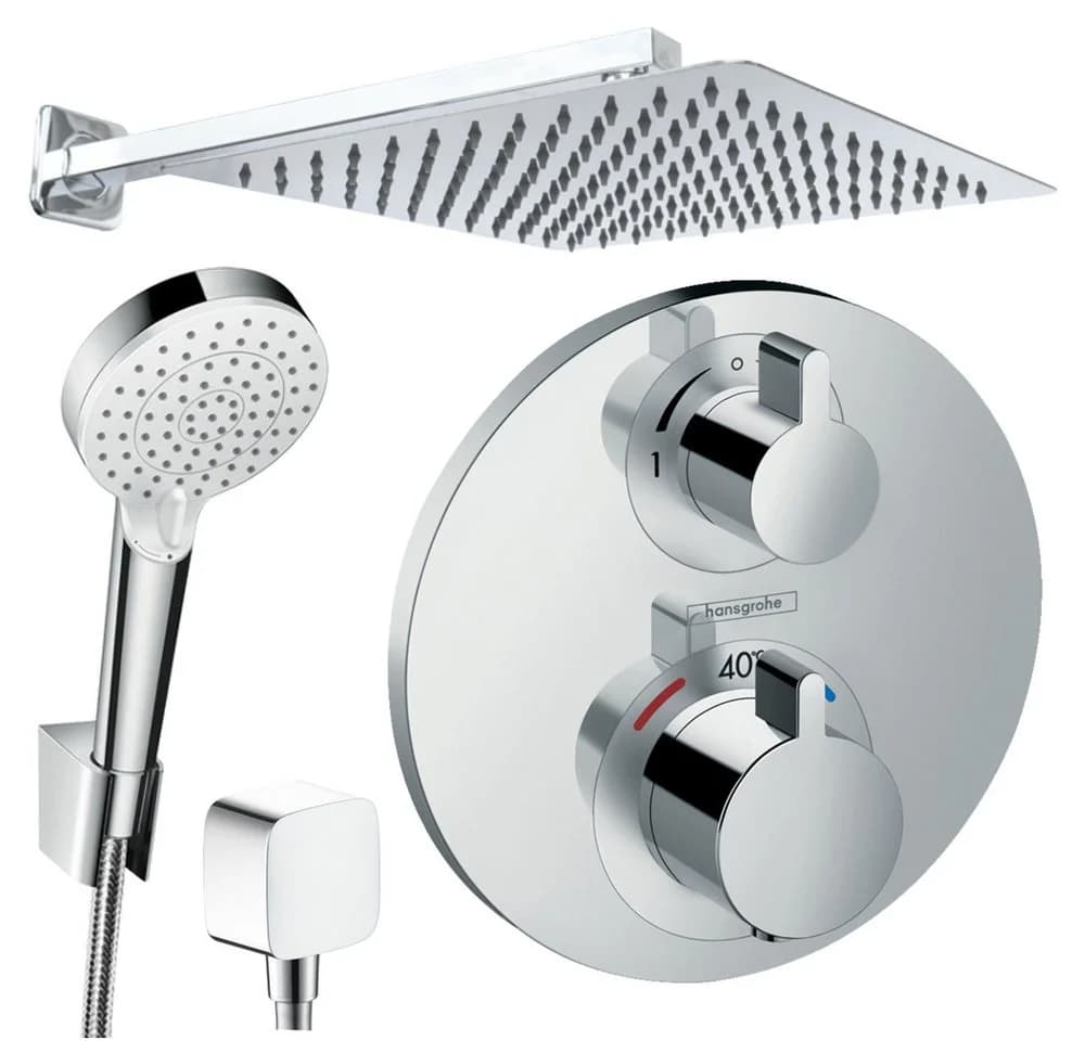 Hansgrohe & Jowi Unterputz-Duschsystem mit Thermostat & Kopfbrause