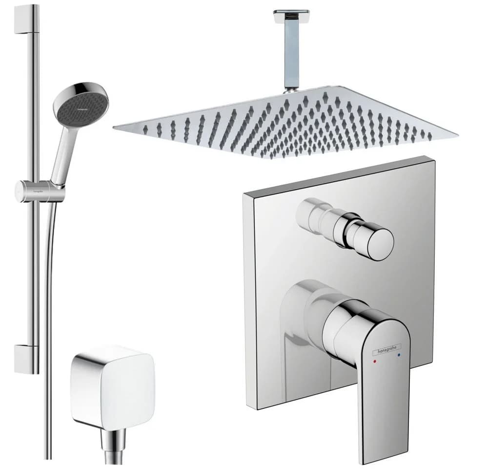 Hansgrohe Vernis Shape Unterputz-Duschsystem mit Jowi Edelstahl-Regendusche