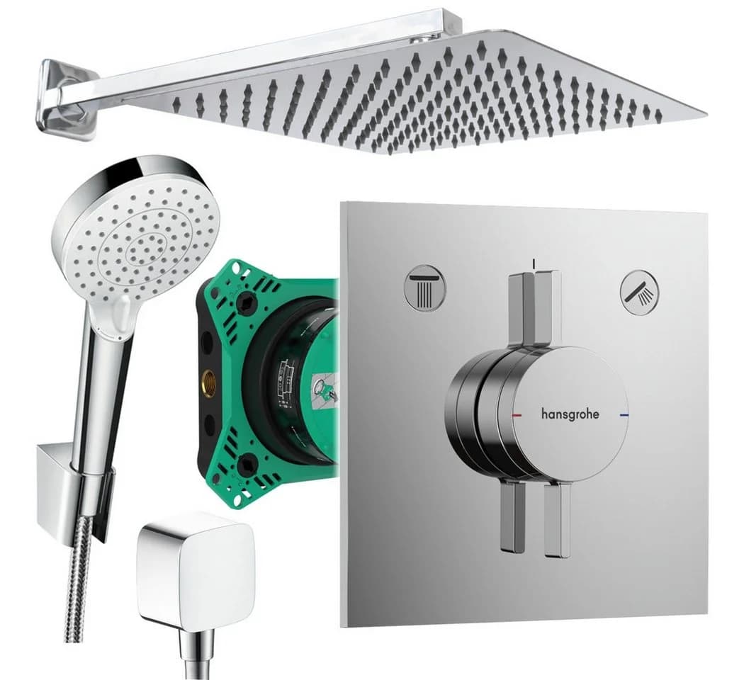 Hansgrohe und Jowi Duscharmatur Unterputz Duschsystem mit Kopfbrause DuoTurn E
