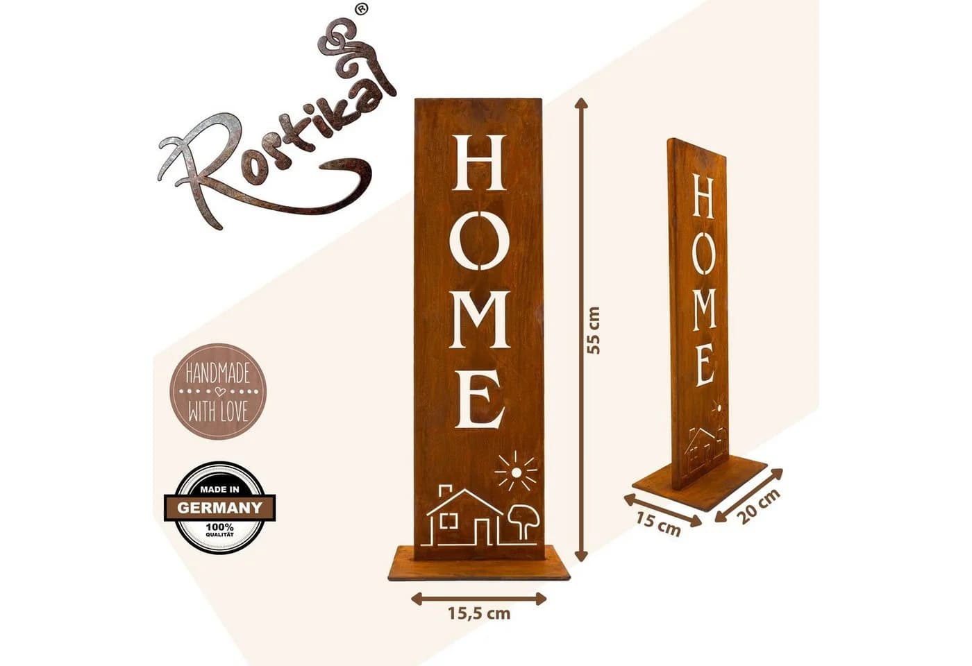 Rostikal Gartenfigur Home Metall Deko Schild Echter Rost
