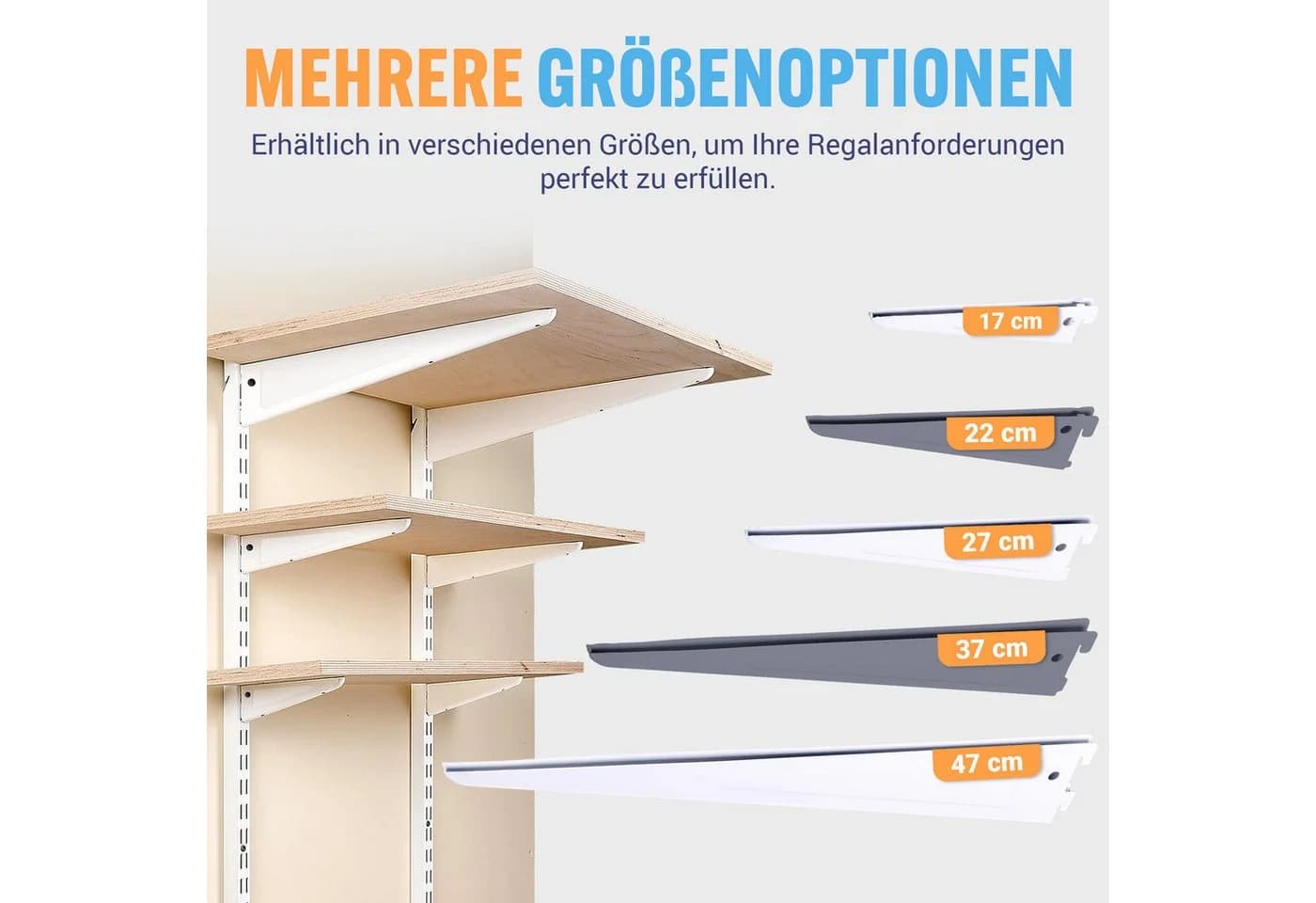 BOOMET Wandregalhalter 2-reihig Regalträger Weiß 22cm