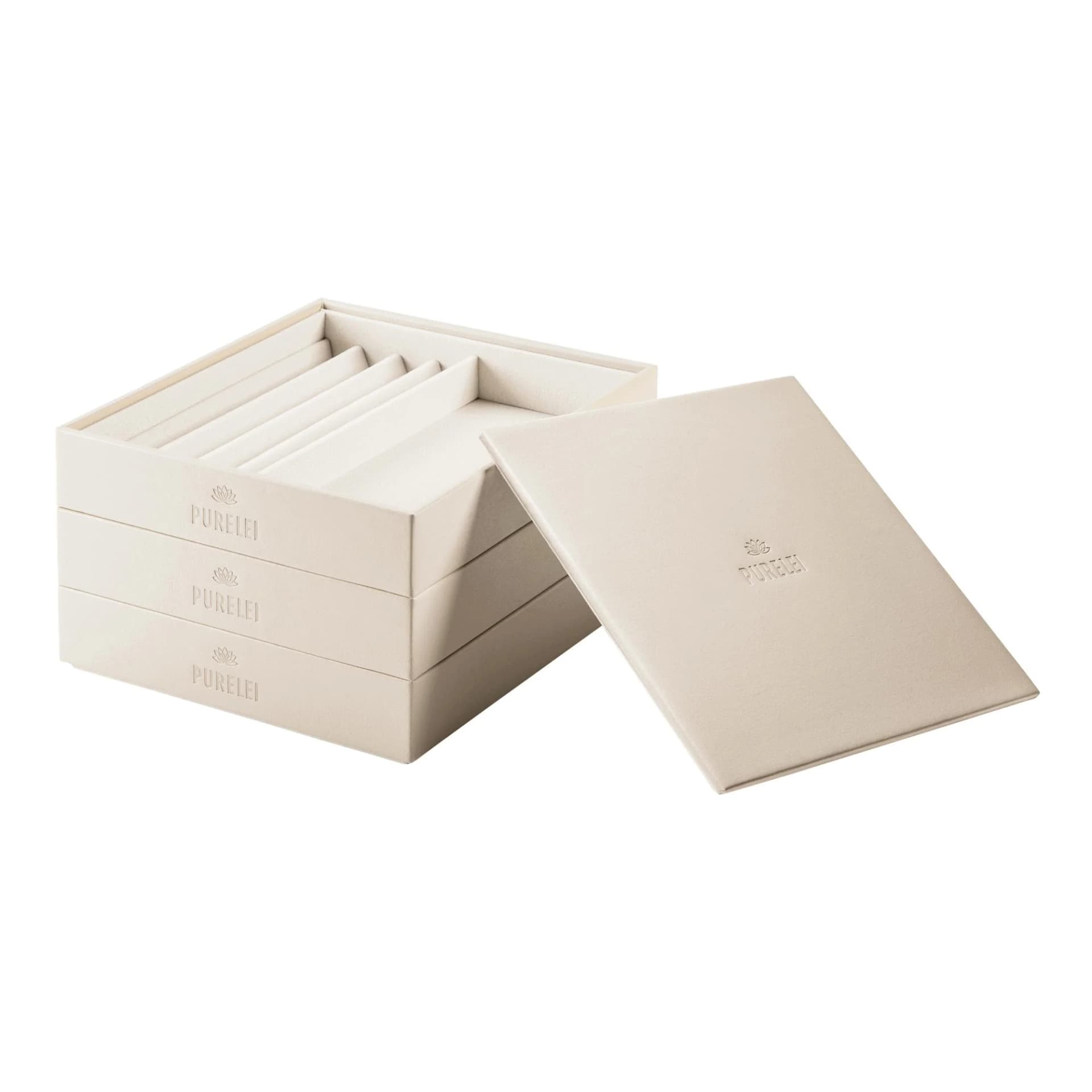 PURELEI Schmuckaufbewahrung 3er-Set Beige Kunstleder