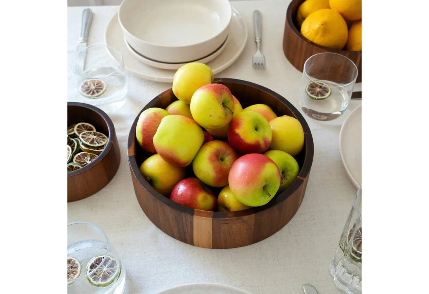 Zoha Dekoschale Akazie Flat Bowl – Dekoschale aus Akazienholz (3 St)