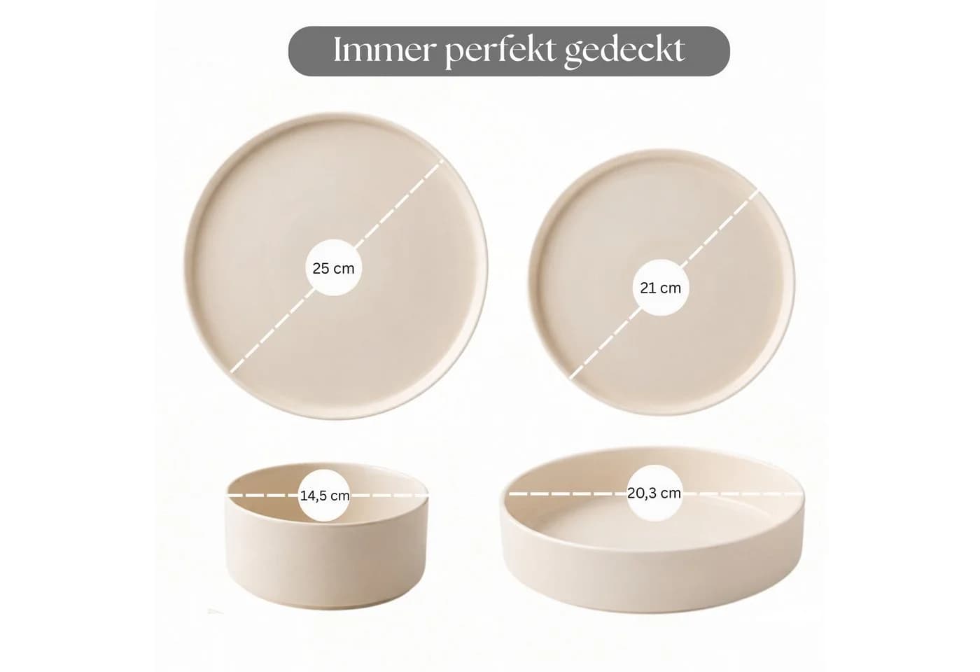 Zoha Geschirr-Set 48-tlg. Beige Gold Porzellan