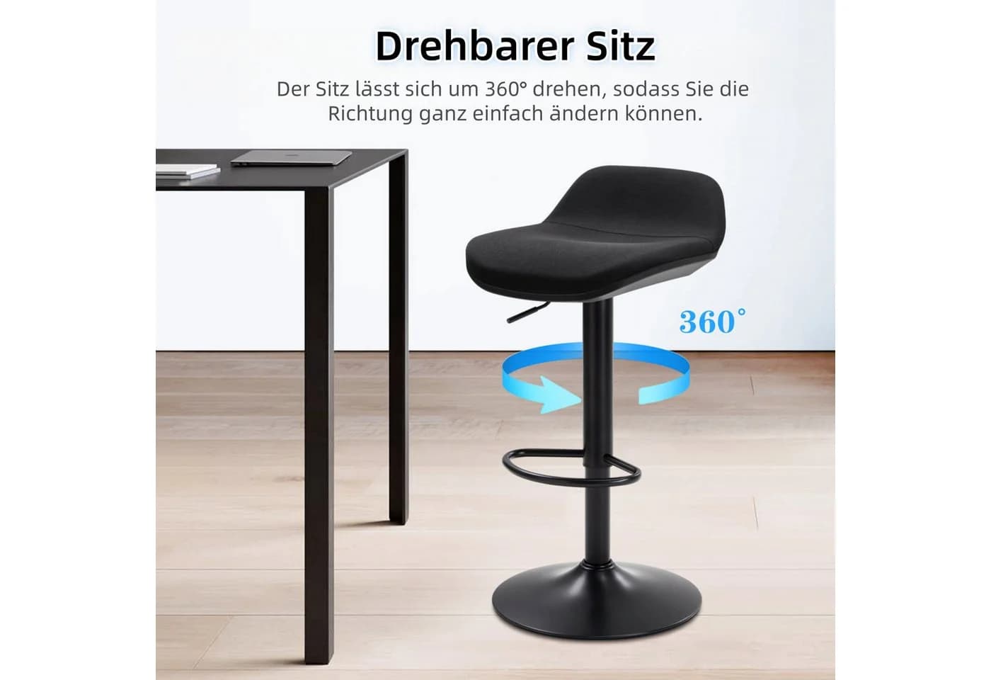 IWMH Drehhocker Höhenverstellbar Bürohocker Schwarz