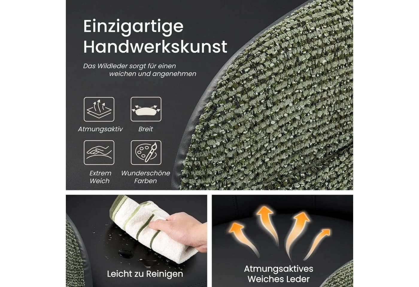 IWMH Bürostuhl Schwarz Höhenverstellbar mit Armlehnen Drehstuhl