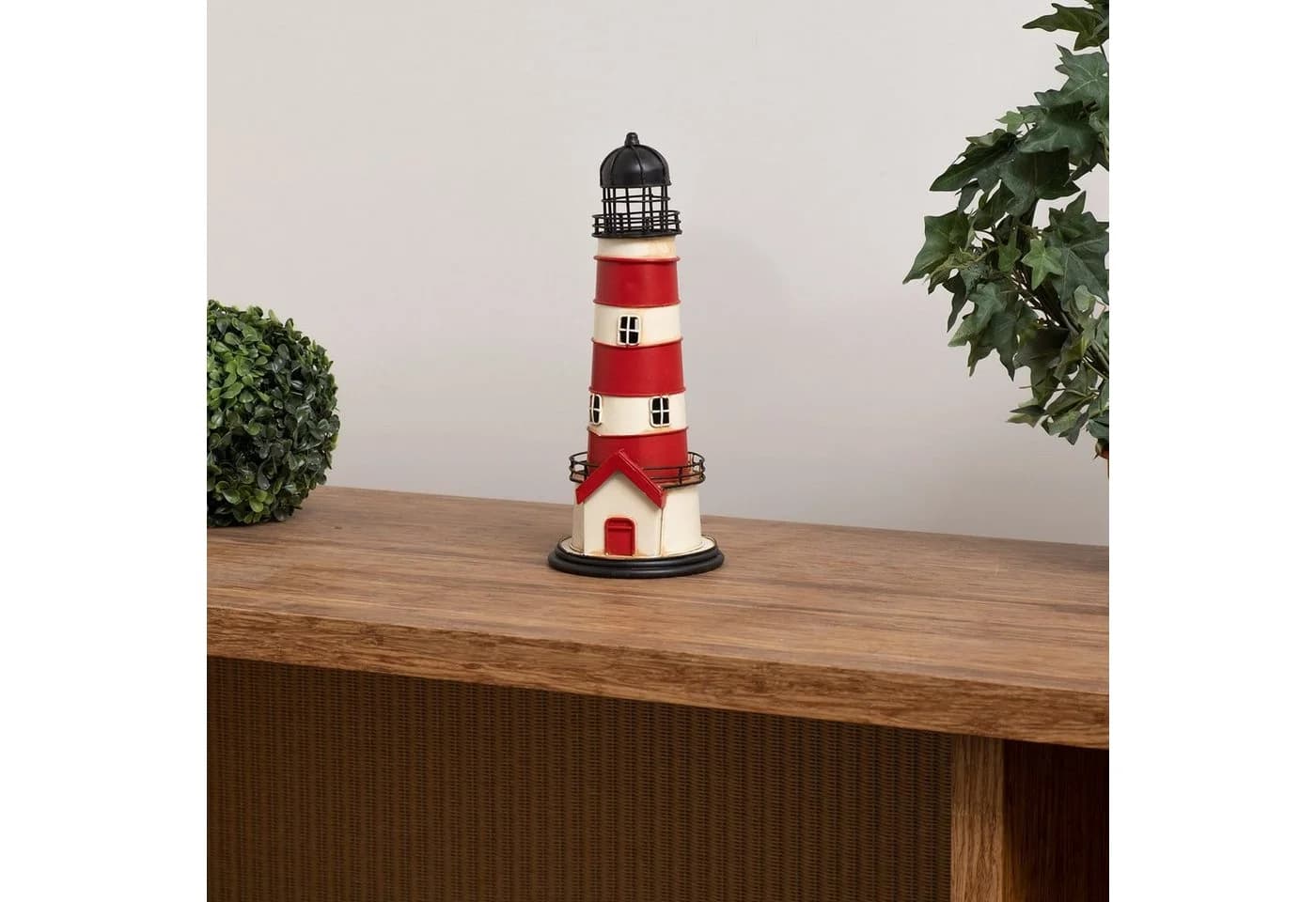 Moritz Spardose Blech Leuchtturm Rot Weiß Retro