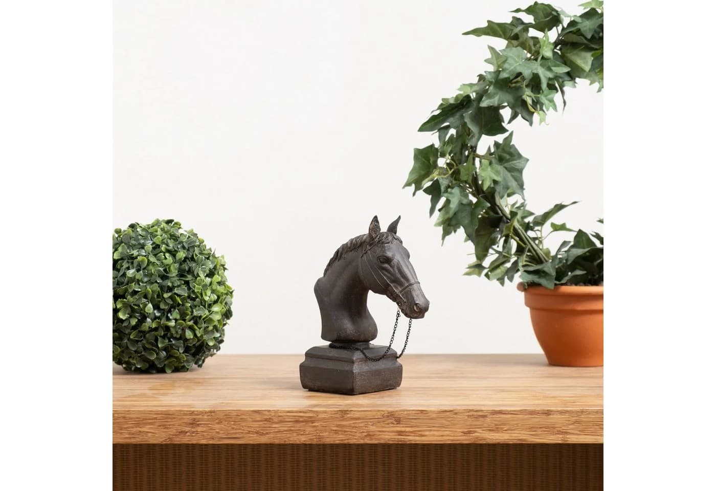 Moritz Deko-Figur Pferdekopf Skulptur Polyresin Dunkelbraun