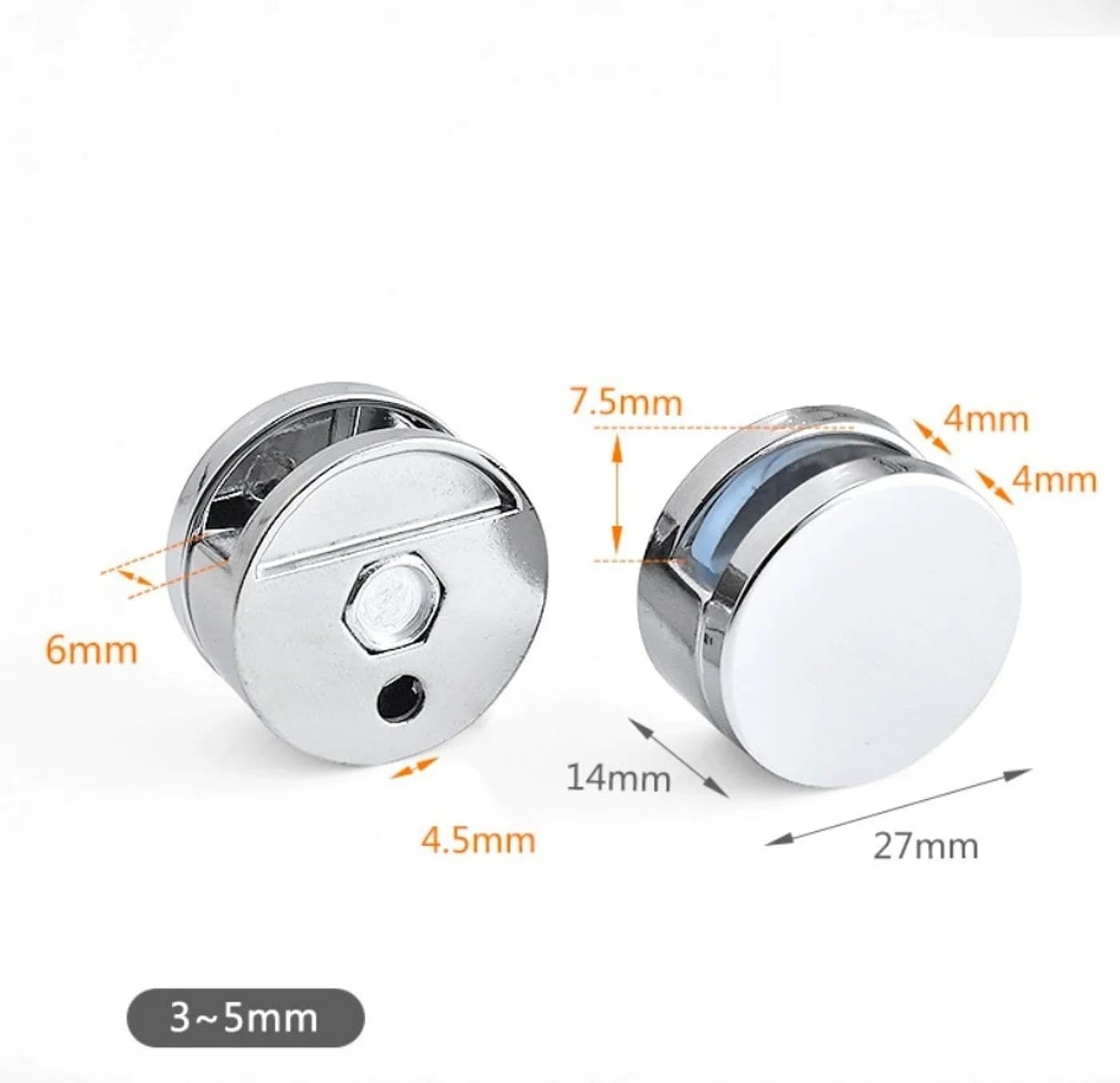 BAYLI 8er Set Spiegelaufhängung Clips Silber Verchromt
