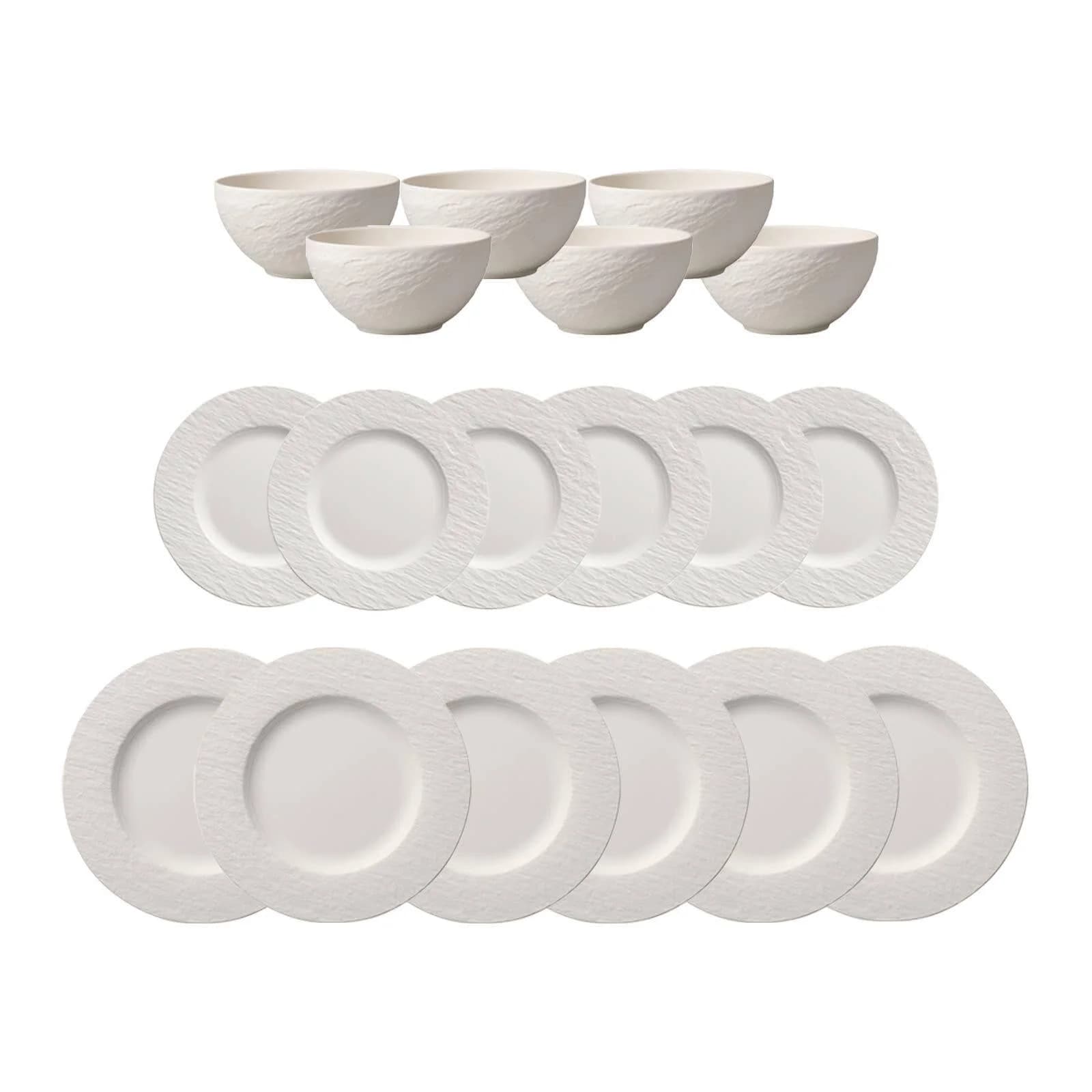 Villeroy & Boch Tafelservice Manufacture Rock 18-tlg. Weiß Porzellan