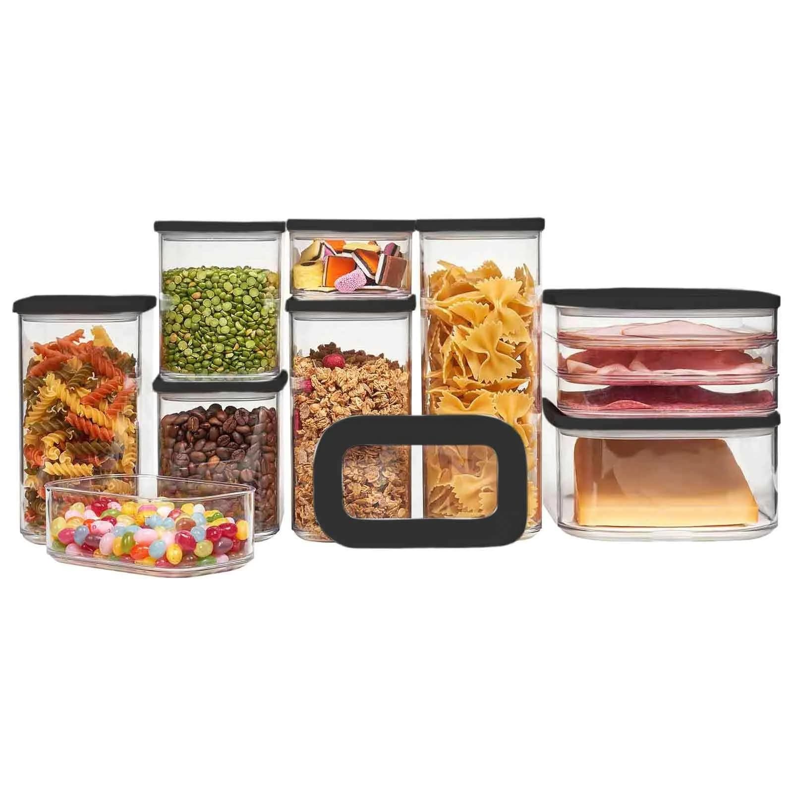MEPAL Vorratsdosen Modula 9er Set Schwarz Transparent
