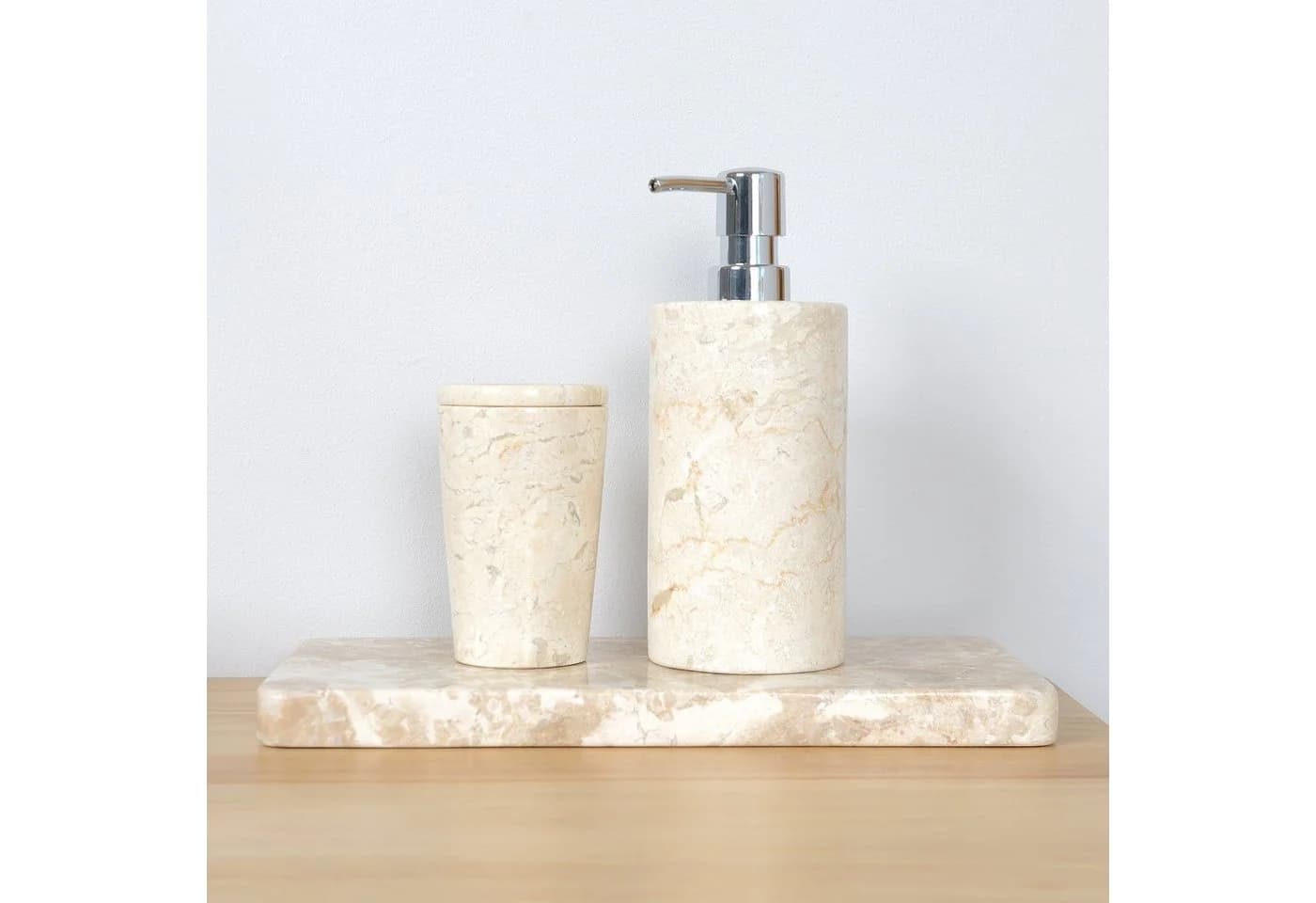 wohnfreuden Dekotablett Marmor 30 cm Creme Rechteckig Flach