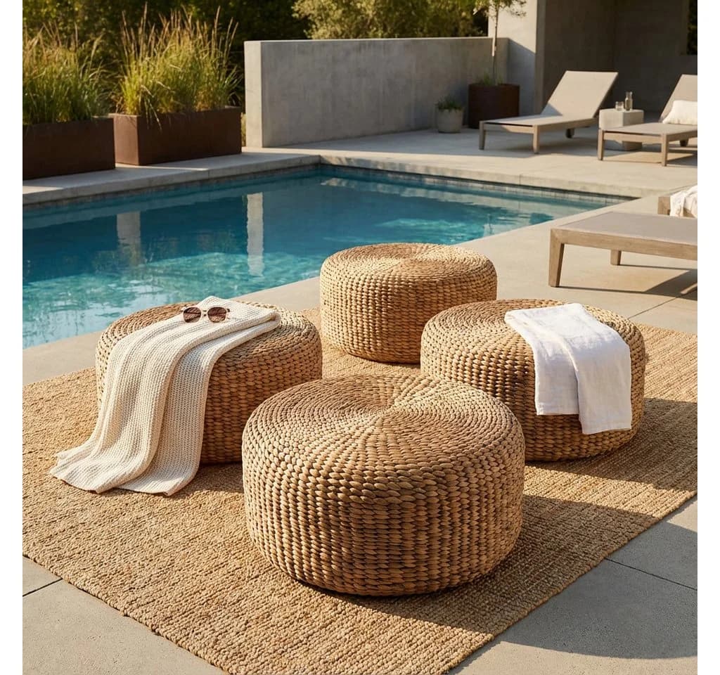 wohnfreuden Hocker Sitz-Pouf BRUNO 60 cm Wasserhyazinthe