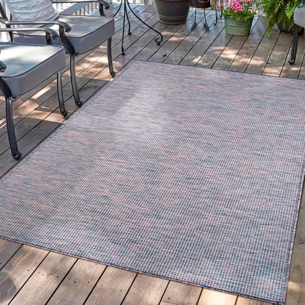 CARPET CITY Outdoorteppich PALM 2778 Blau/Rosa Polypropylen