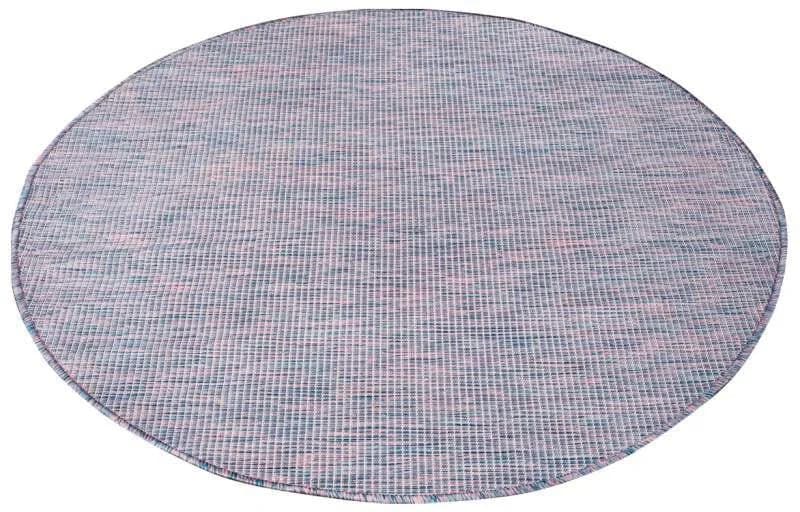 Carpet City Outdoorteppich Rund Blau Rosa UV-beständig