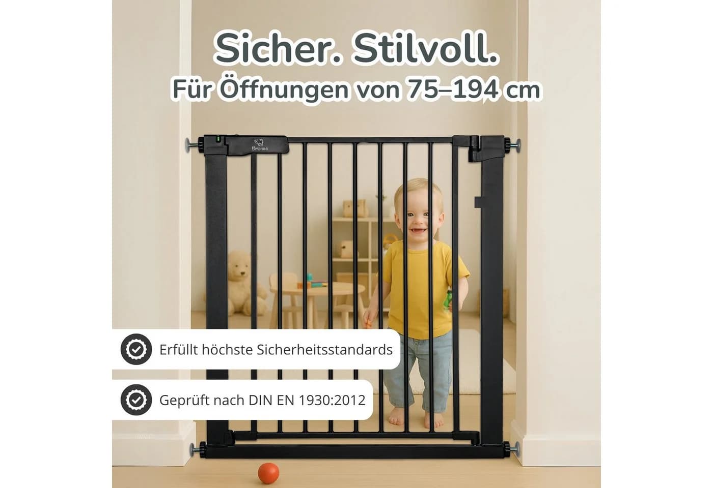 Bronea Treppenschutzgitter LUCA-M ohne Bohren 75-194 cm