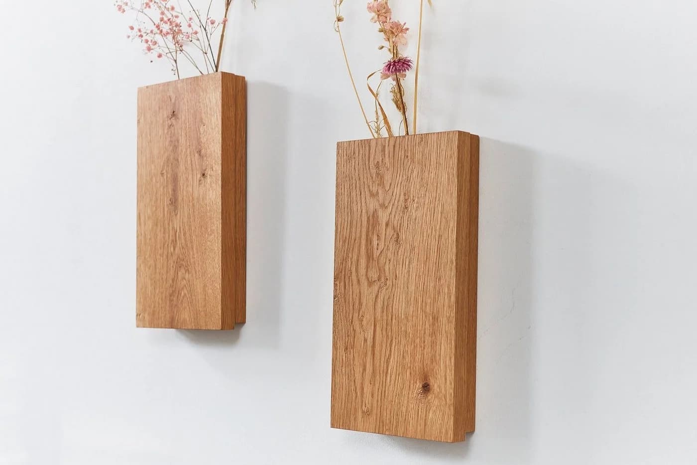 Living Oak Wandvase Eiche Holz Set 2 St