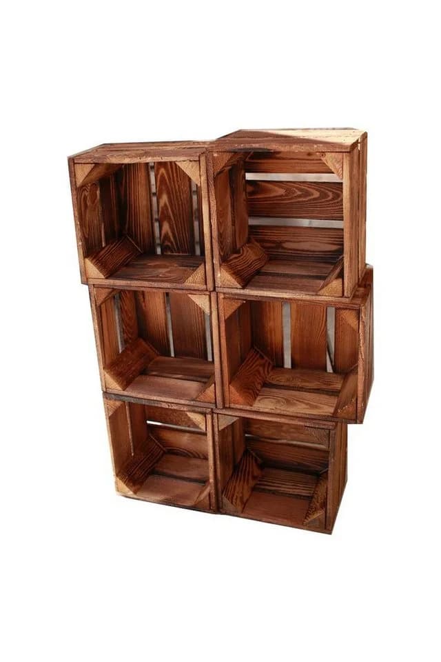 Teramico Holzkiste Weinkiste 22x20,5x15cm 3x Geflammt