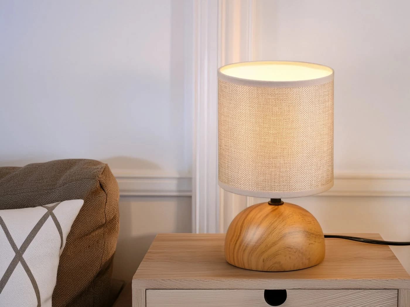 Reality Leuchten Nachttischlampe Dimmbar LED Warmweiß Beige Landhausstil