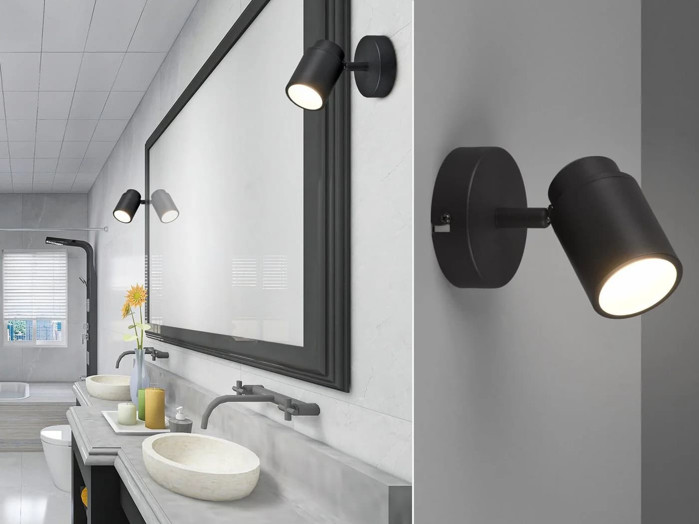 TRIO Leuchten LED Wandstrahler Schwarz matt Dimmbar IP44