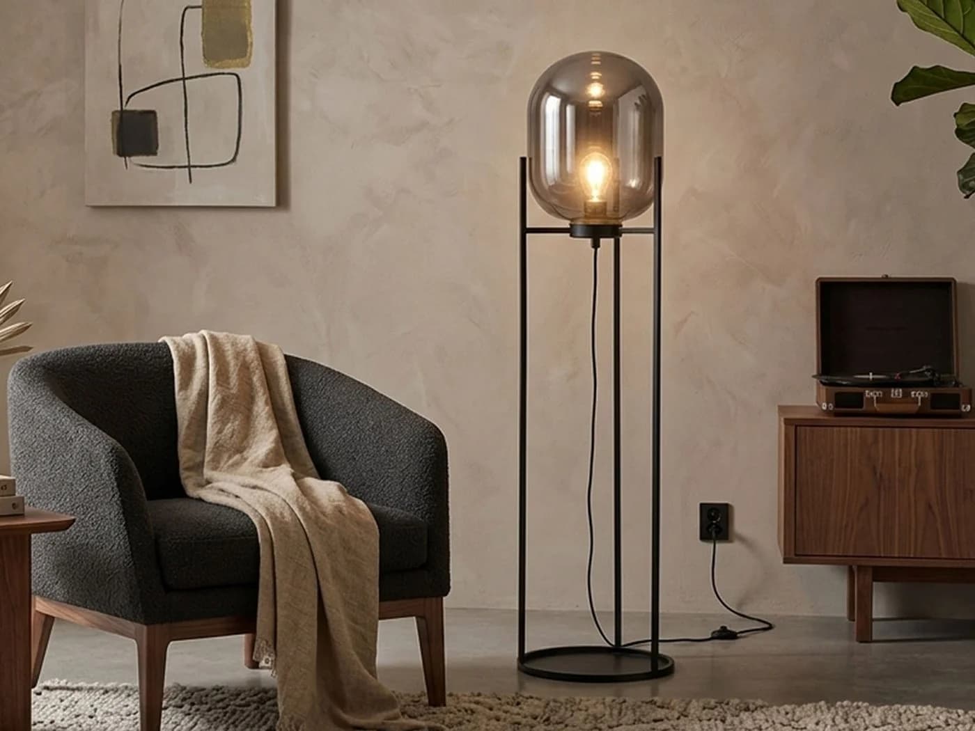FISCHER & HONSEL LED Stehlampe Dimmfunktion Warmweiß Industrial Tripod Bodenlampe