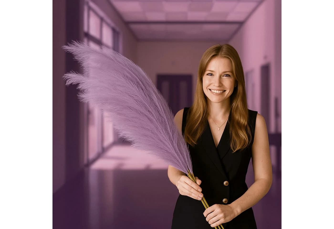 Layba Kunstpflanze Pampasgras Lila 100 cm 3 Stiele