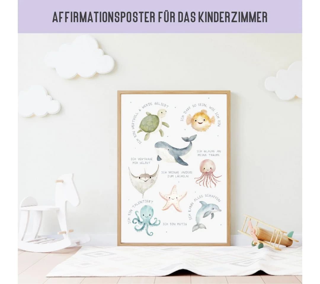Things of Happiness Poster Affirmationsposter Meerestiere Ozean DIN A3