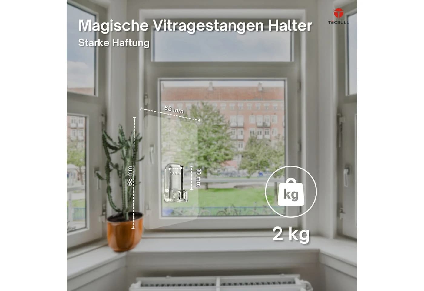TECBULL Gardinenstangenhalter Magische Vitragestangen Halter, Fenster Gardinenstangen Haken, Gardinenstangen, Vitragestangen