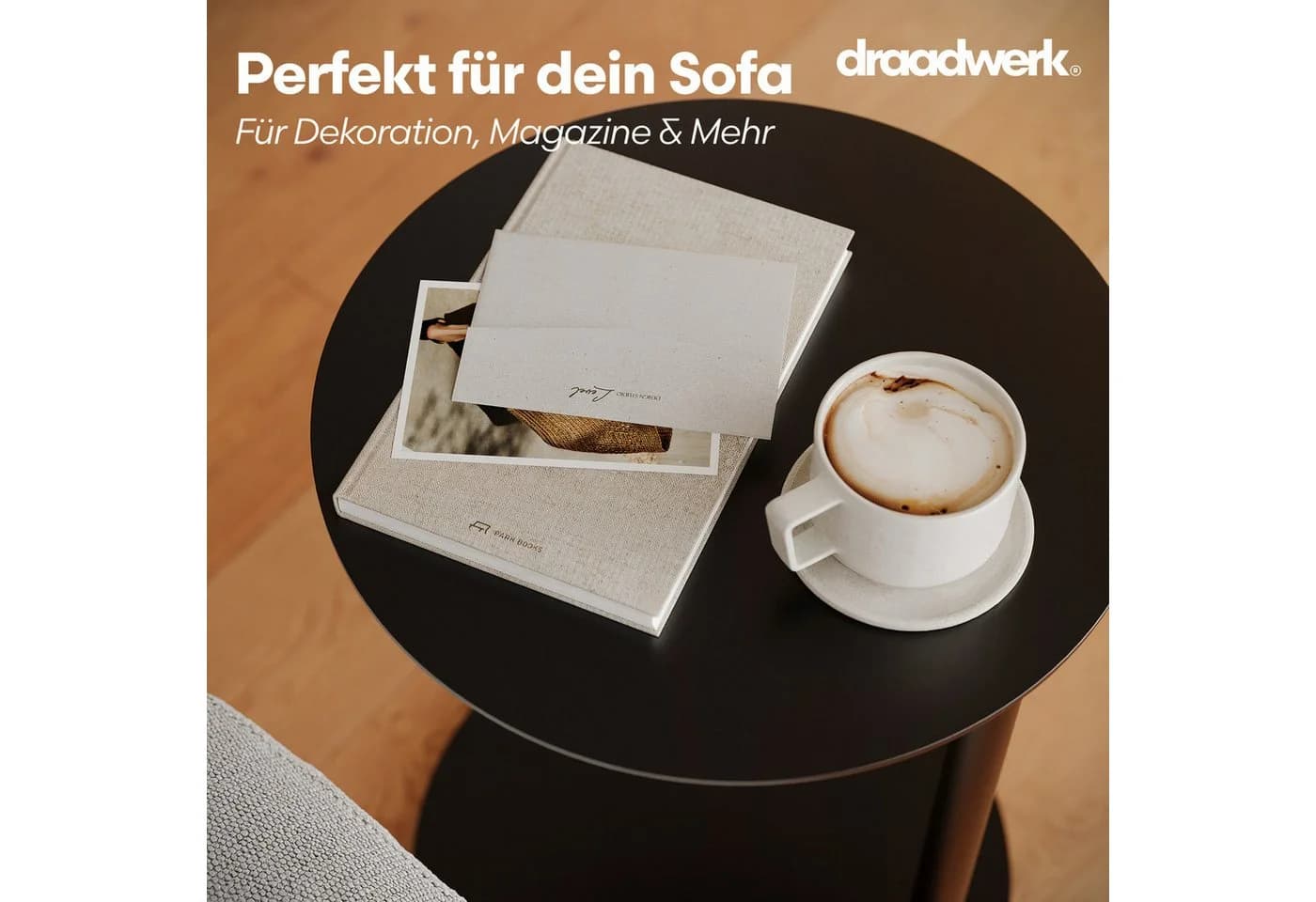 draadwerk® Couchtisch Sofatisch 40cm Metall Rund Schwarz