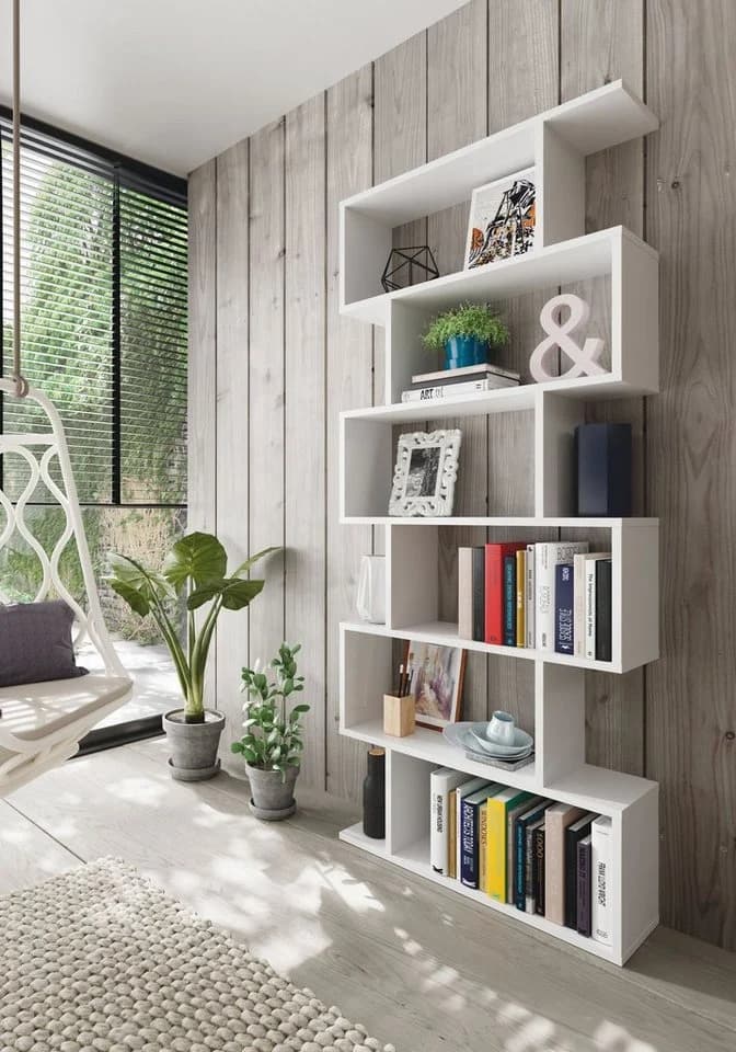 habeig Raumteilerregal Stufenregal Bücherregal Weiß