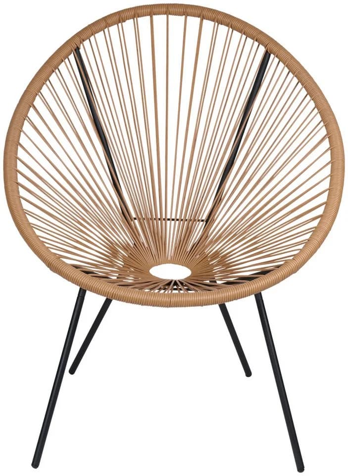 habeig Gartenstuhl Sessel Beige Schwarz Spindeldesign Metallgestell