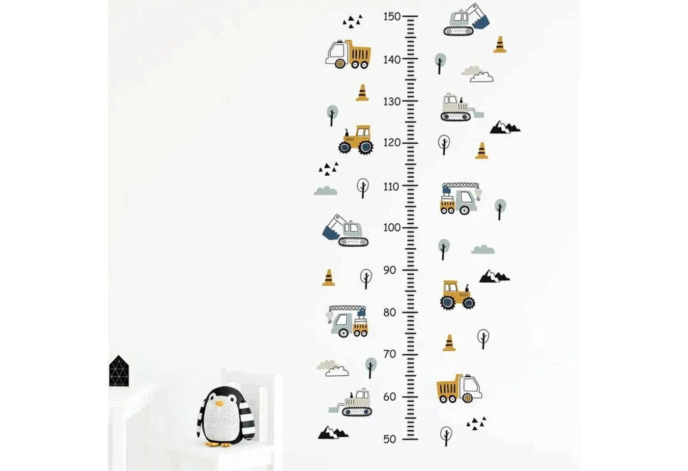 Montegoni Wandsticker Kinderzimmer LKW Baum Wolken Höhenmessung