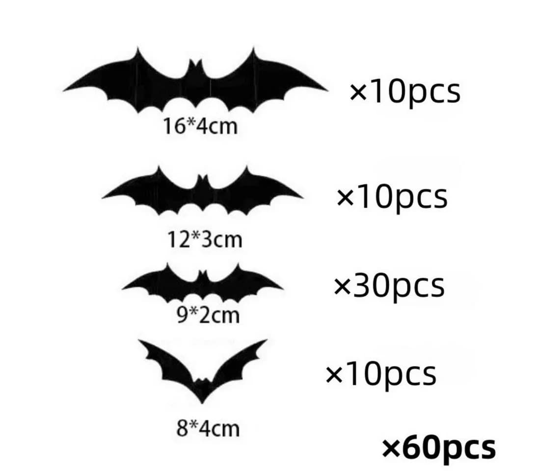 Montegoni 3D Fledermaus Deko Wandaufkleber 60 Stück PVC Schwarz