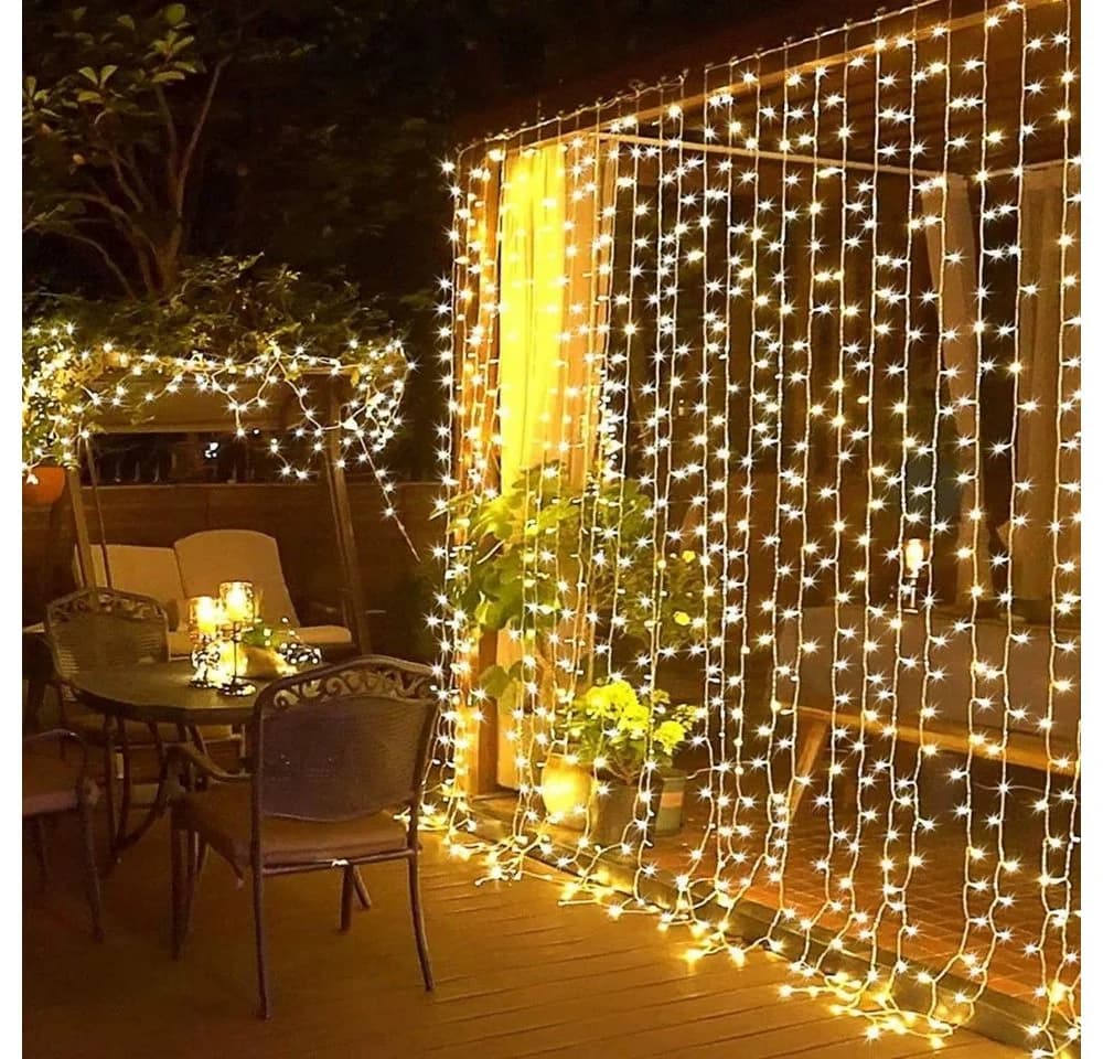 Montegoni LED-Lichtervorhang 3x3m 300 Warmweiß LEDs