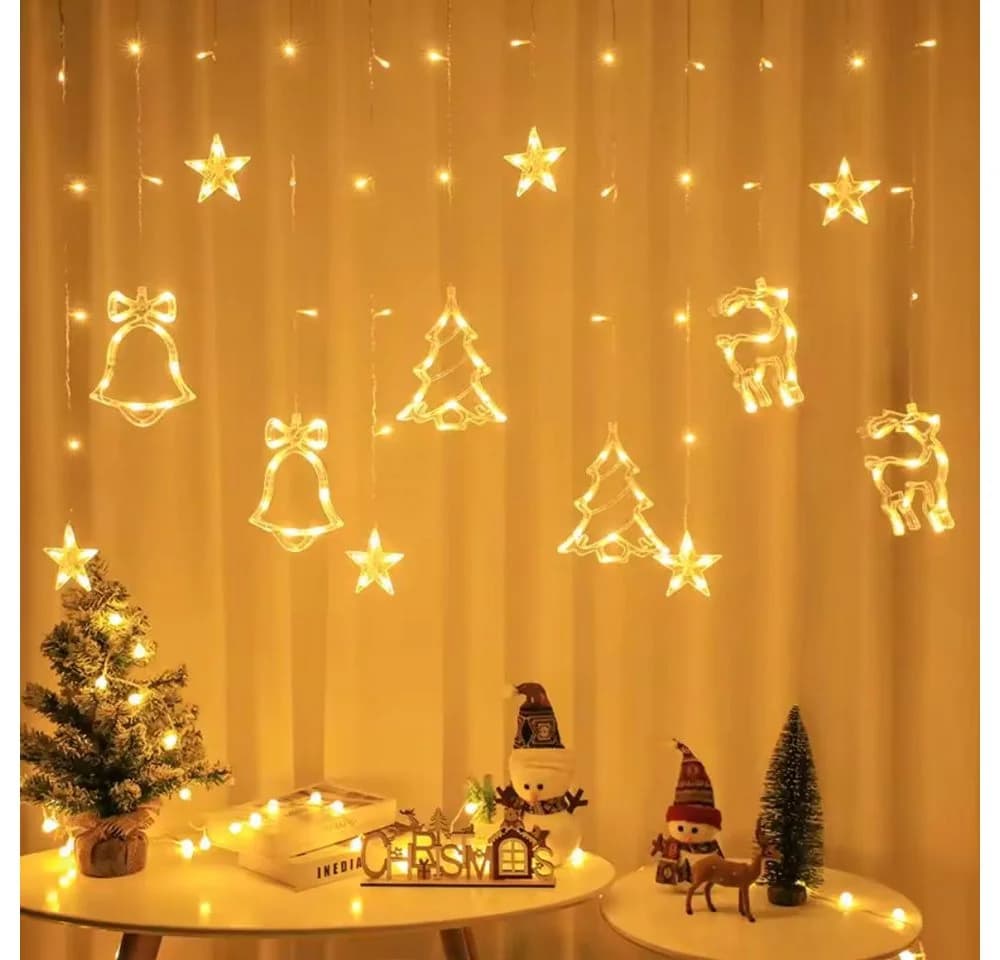 Montegoni Lichterkette Schneefloken Lichtvorhang 2,3m 8 Modi EU-Stecker