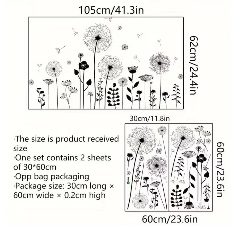 Montegoni Wandtattoo Dandelion Löwenzahnblumen Selbstklebend